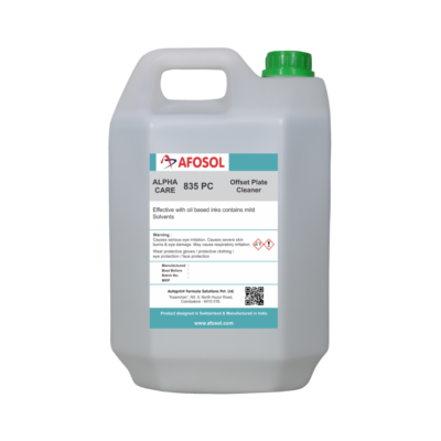 afosol alpha care 835PC product 5 litre can white solution plate cleaner
