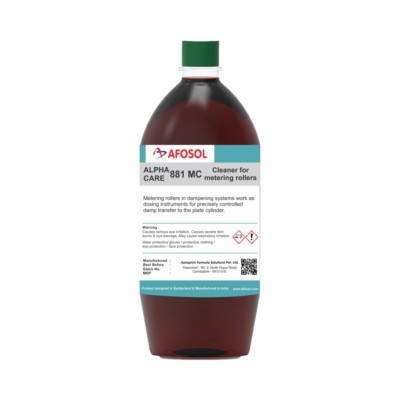 afosol alpha care 881MC product 1 litre can brown solution cleaner for metering rollers
