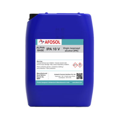 afosol alpha base IPA 10 v base product 30 litre solid blue can virgin isopropyl alcohol