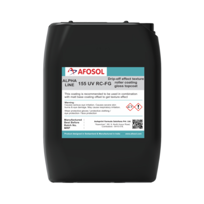afosol alpha line 155 UV RC FG product 30 litre solid black can drip-off effect texture roller coating